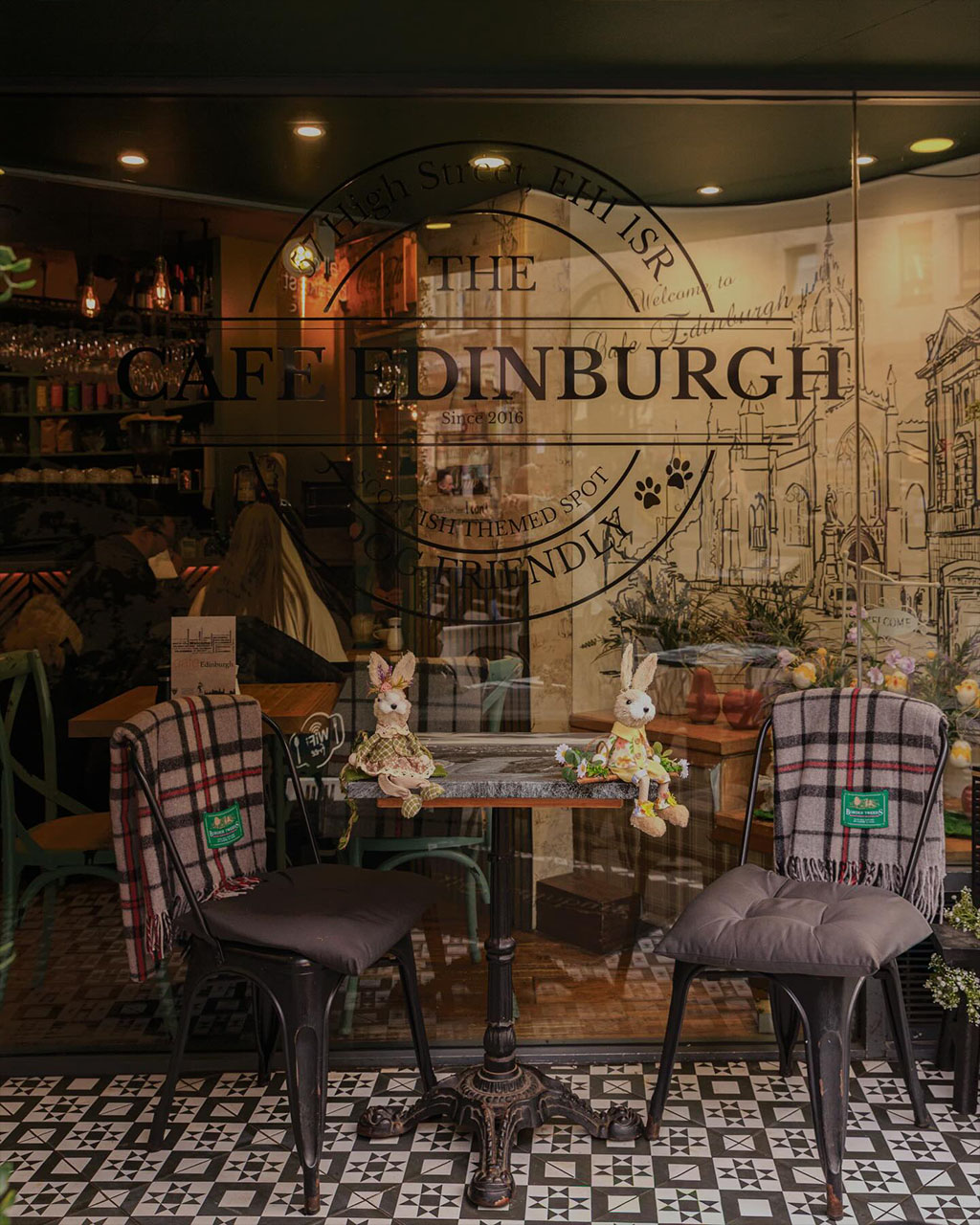 Candlelit corner inside Cafe Edinburgh